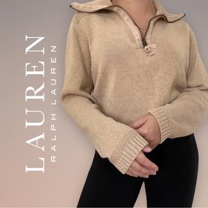 RALPH LAUREN | Cotton Quarter Zip Pullover Sweater